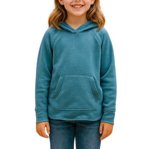 Athletic Works Size Small 6-6X Hoodie Girls Blue Sweatshirt With Kangaroo Pocket - Picture 1 of 5
